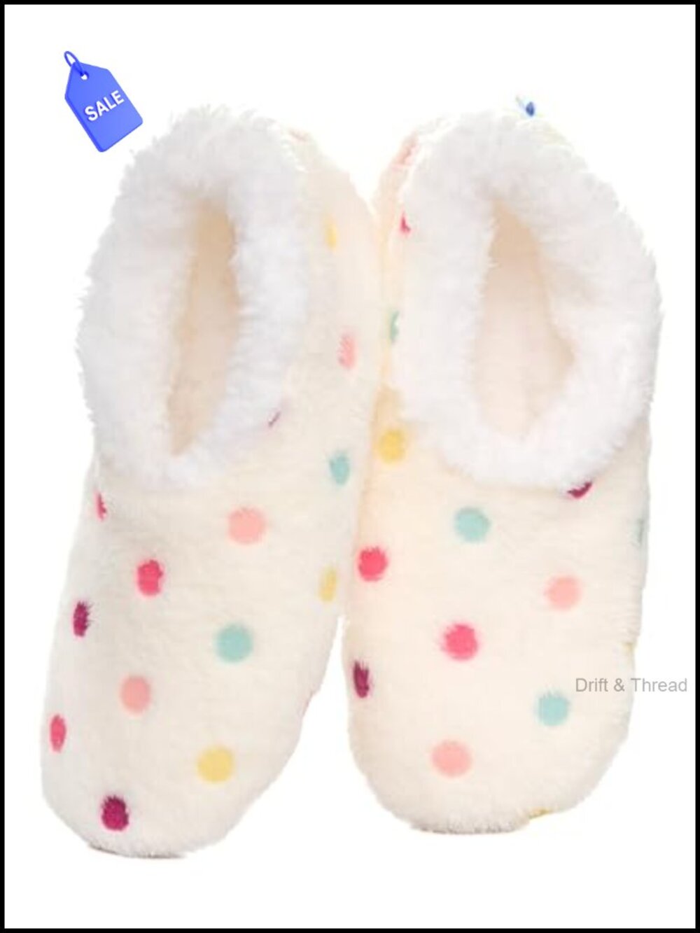Snoozies Lotsa Dots Slipper Socks Sherpa Fleece Lined Anti Skid Cozy Womens
